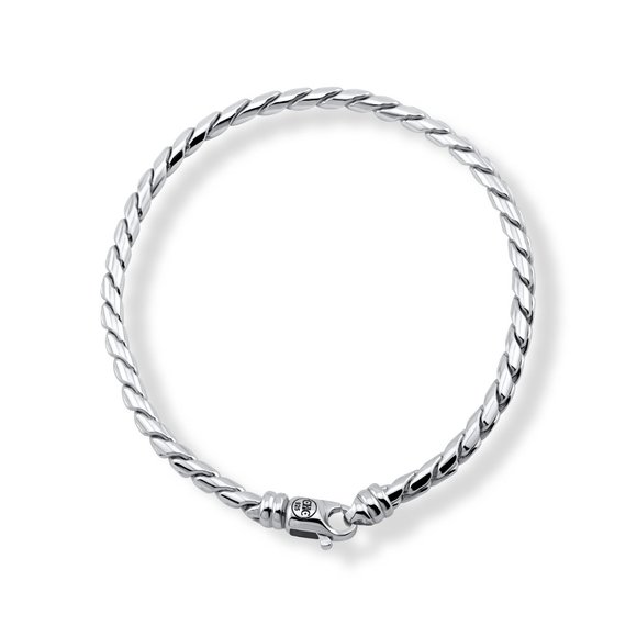 Sterling Silver Cobra Chain Bracelet With Swivel Clasp - Picture 1 of 6